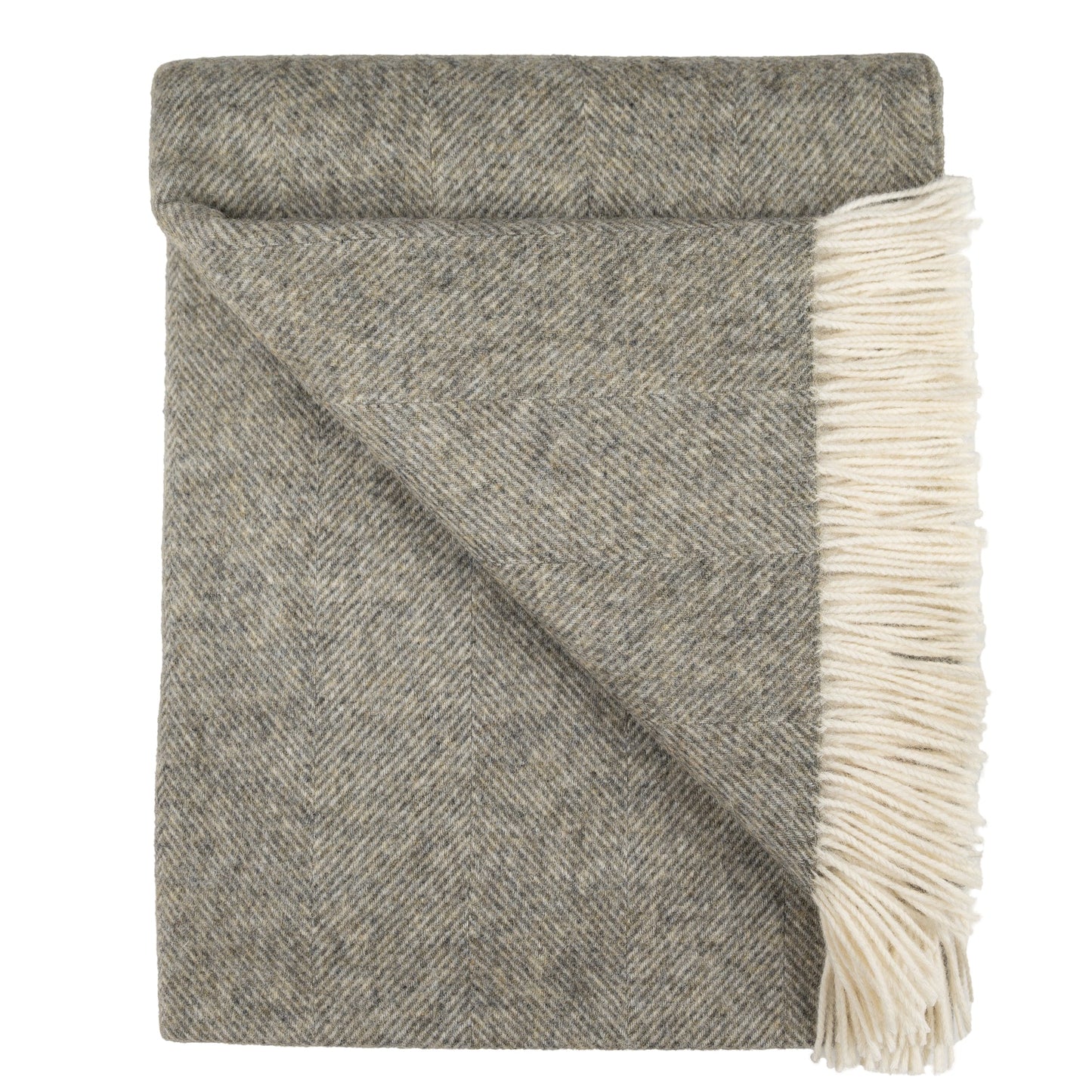 Southampton Home Shetland Lambswool Herringbone Throw – Estate Grey