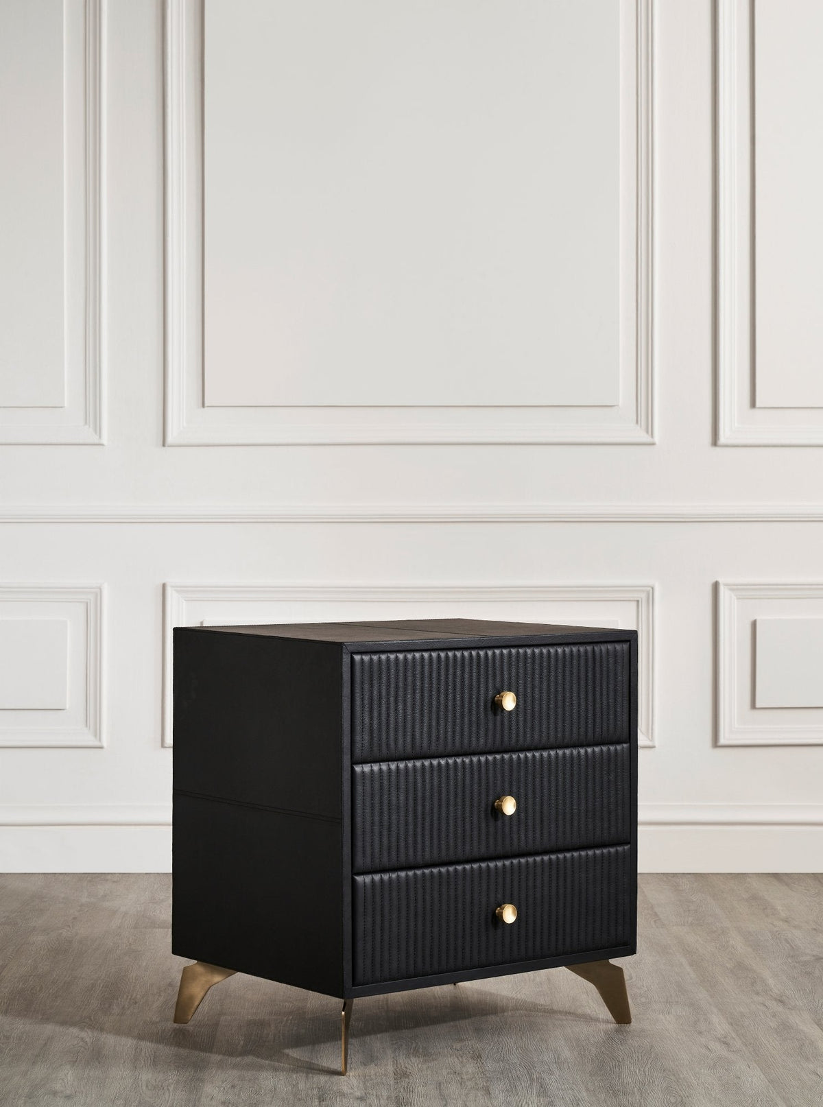 Stanford Three Drawer Leather Side Table