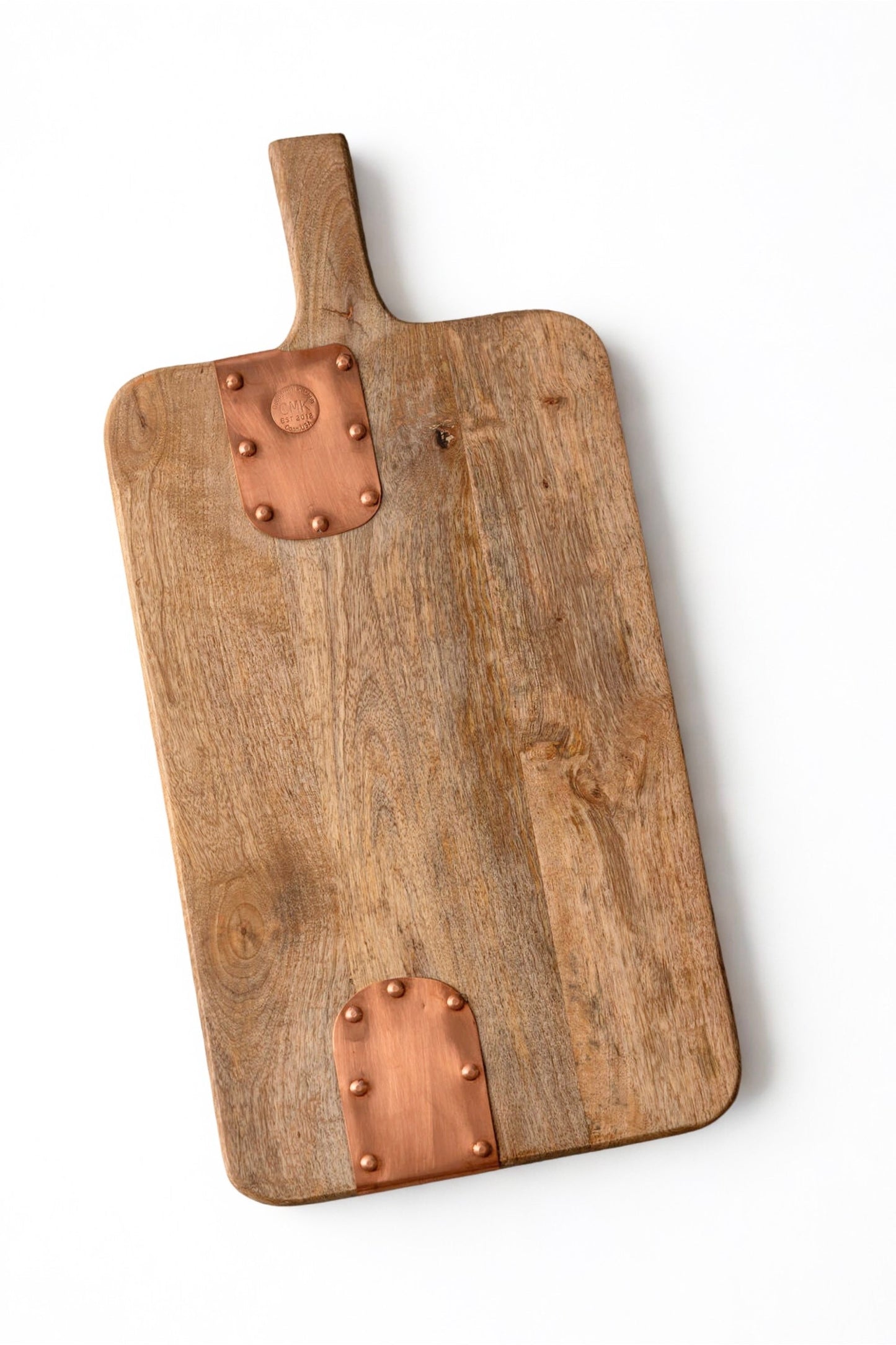 Vintage Inspired Wooden Charcuterie Board with Handmade Copper Details