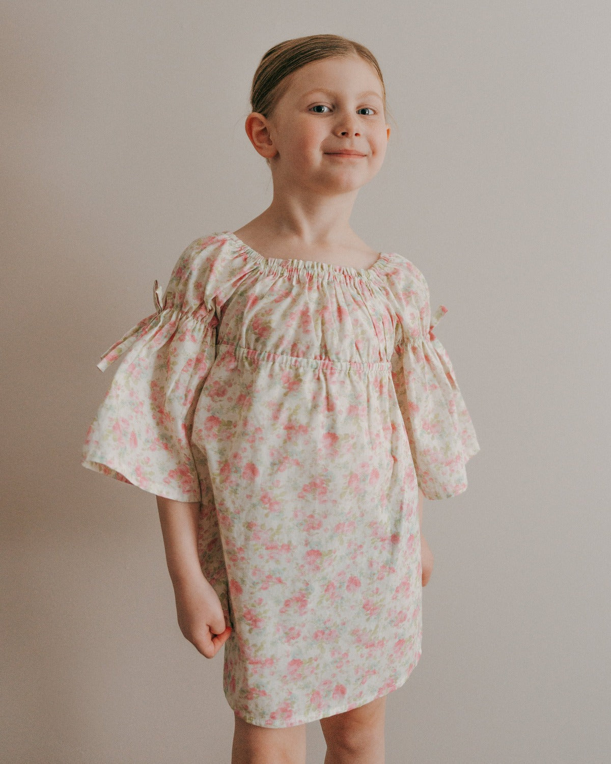 Kennedi Dress-Pink Blossom | Bell Sleeve