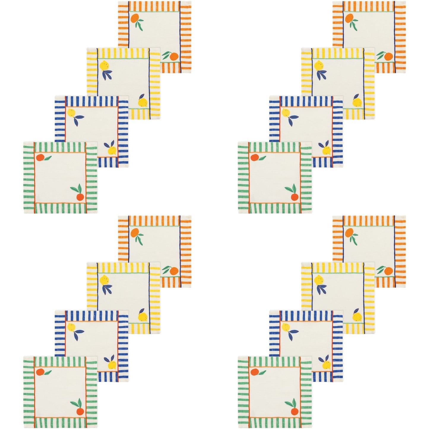 Set of 12 Cocktail Napkin Citrus Burst