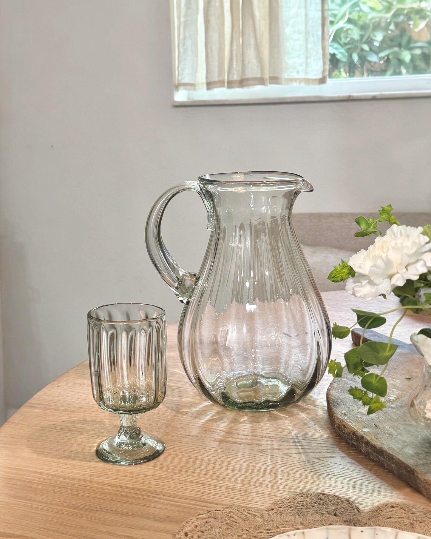 Handblown Fluted Pitcher