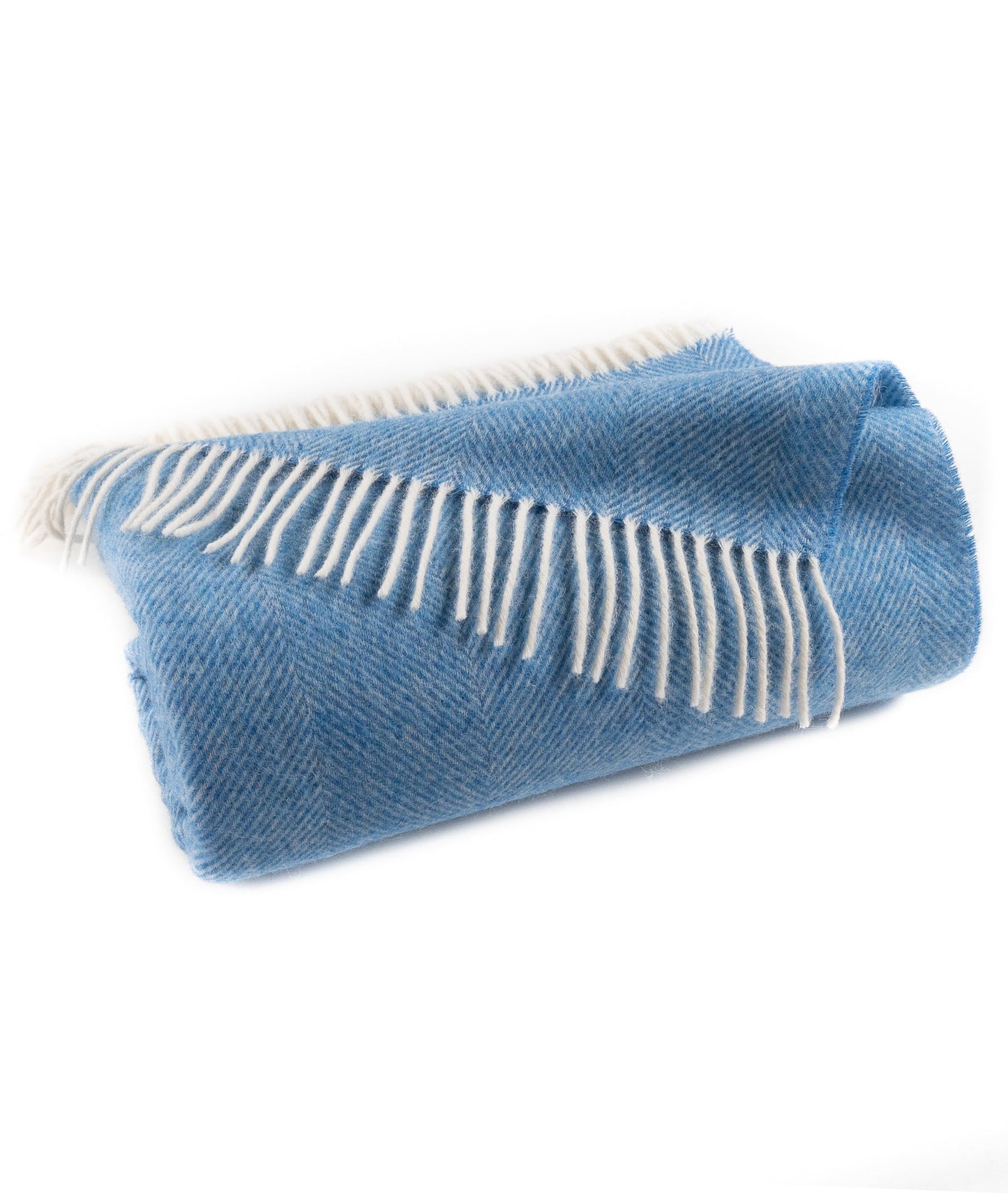 Southampton Home Shetland Lambswool Herringbone Throw – Ocean Blue