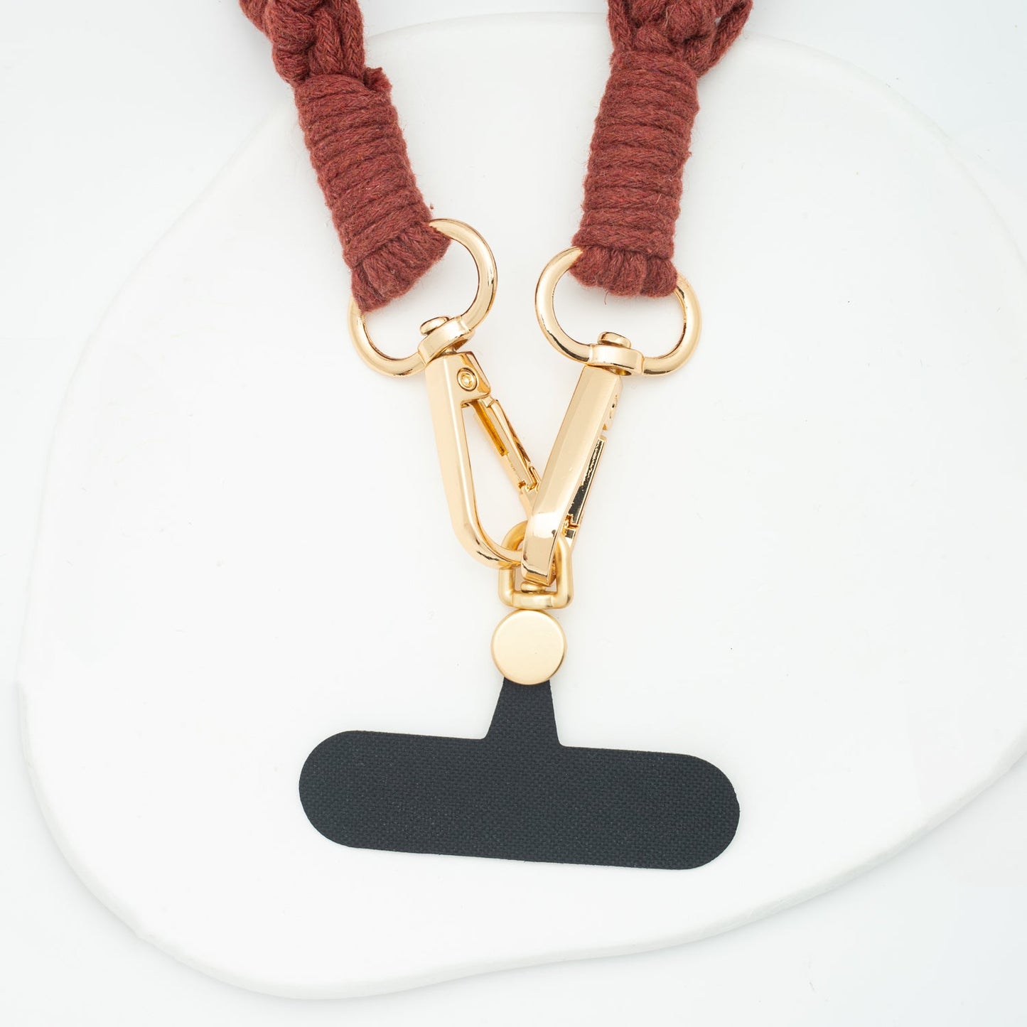 Close up of phone crossbody attachment, gift for mother on Mother's day, sustainable fair trade jewelry