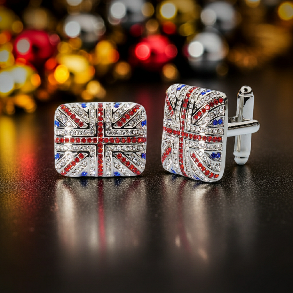 Union Jack Crystal Cufflinks