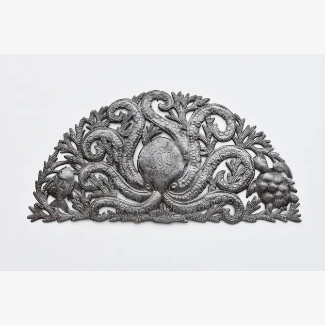 Sea life and Octopus Arch, Handmade Wall Decor 22"x11" 