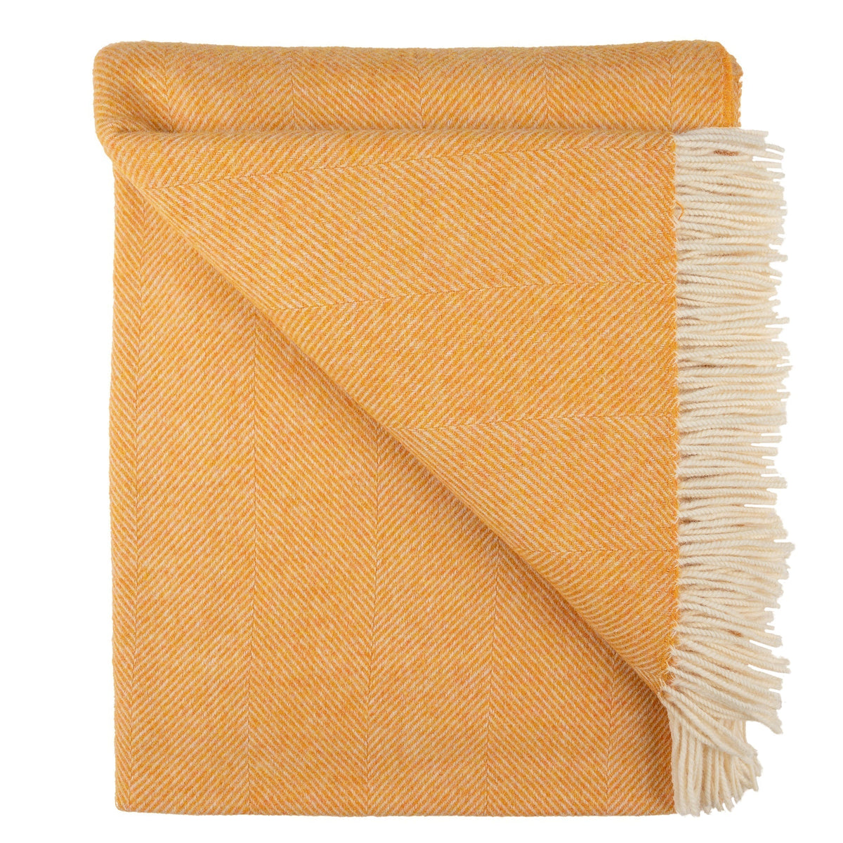 Southampton Home Shetland Lambswool Herringbone Throw – Tangerine