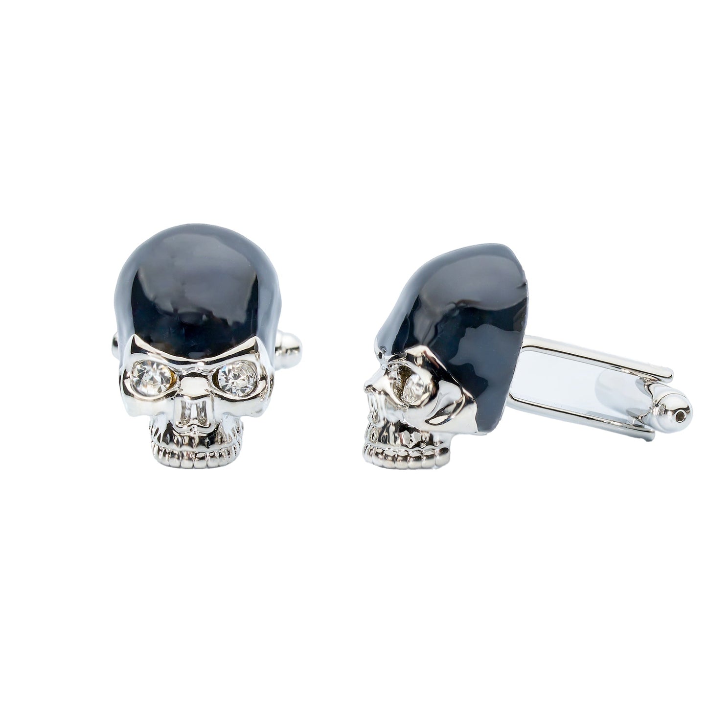 Black Crystal Skull Cufflinks – Dark Gothic Luxury Accents