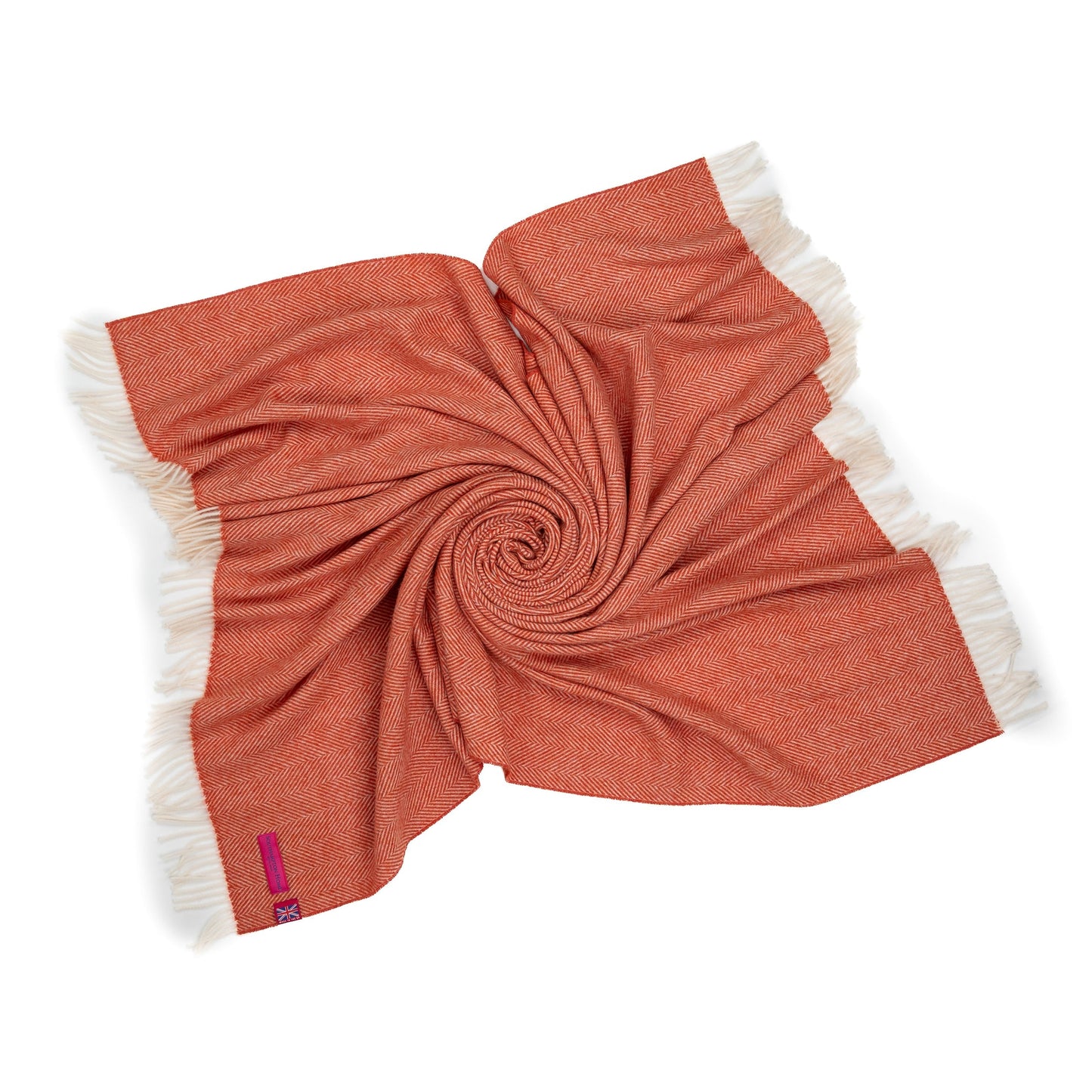 Southampton Home Merino Wool Herringbone Throw - Melon