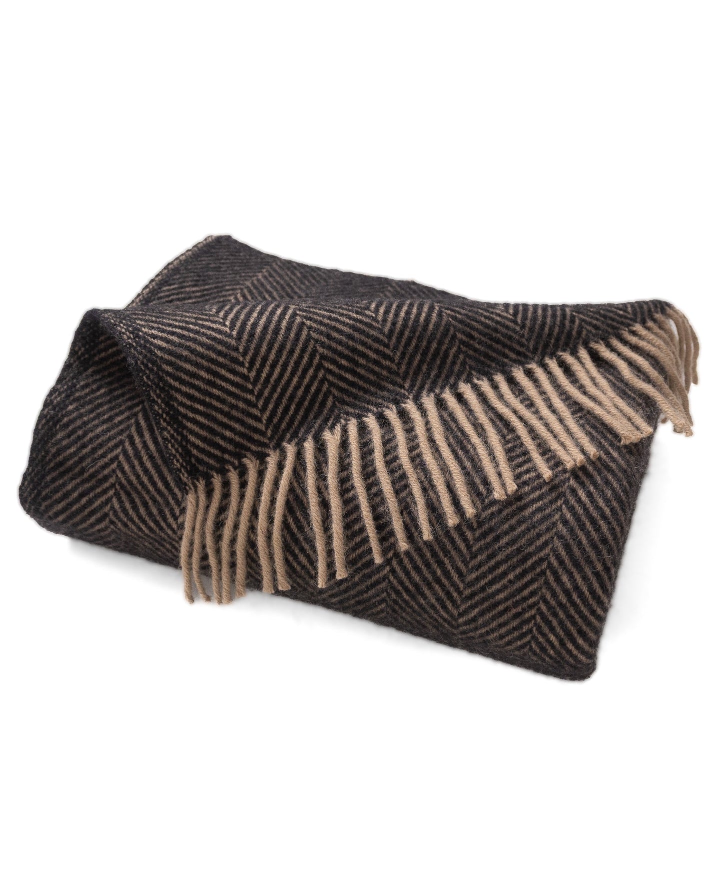 Highland Tweeds Herringbone Pure New Wool Throw - Black