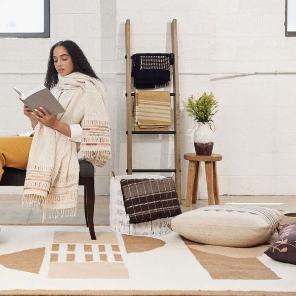 Unah Coral Fully Hand Embroidered Handwoven Organic Cotton Throw
