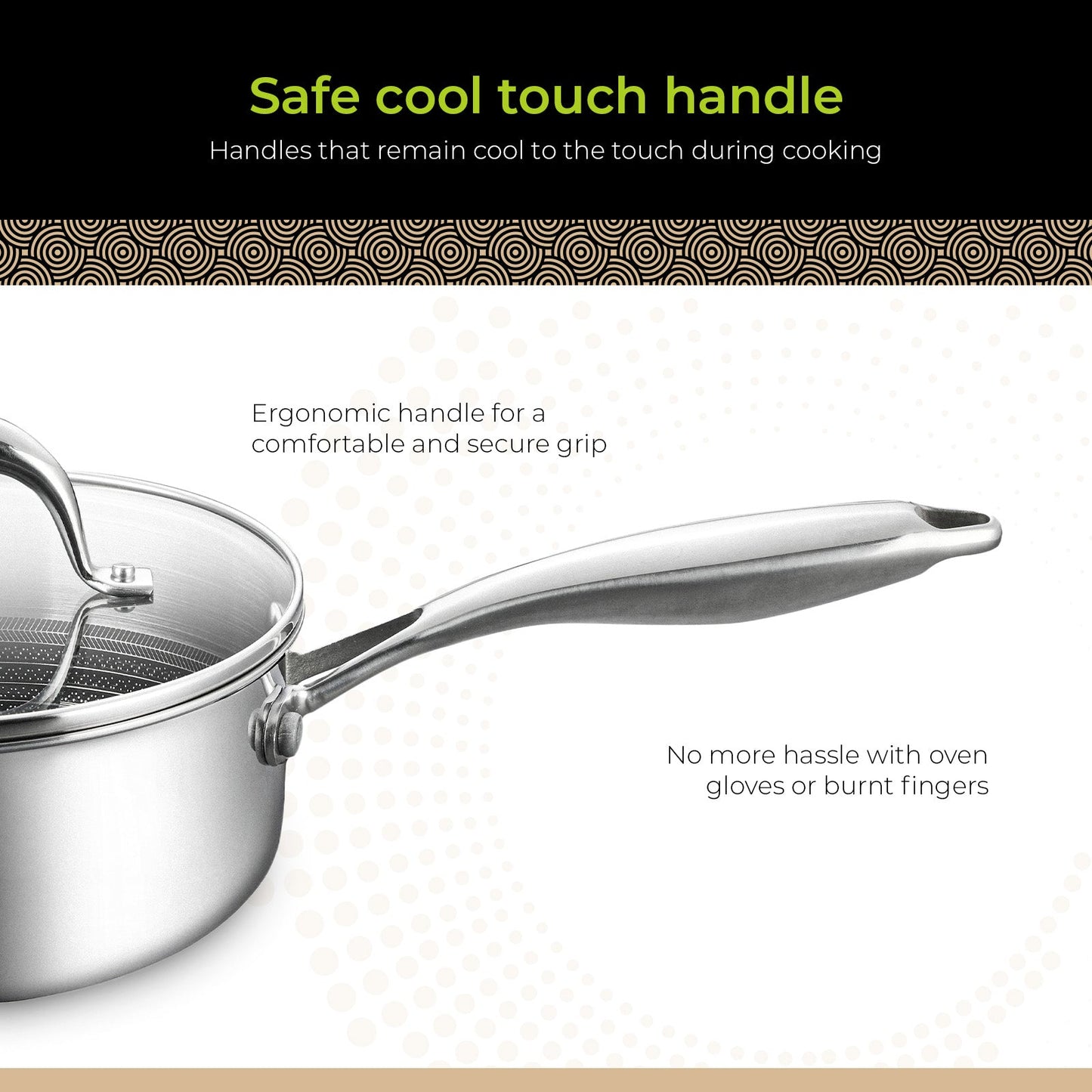 BE | LIVING - Circlad Series - 2 qt / 7" / 18 cm Sauce Pan with lid - Triply Stainless Steel Circlad