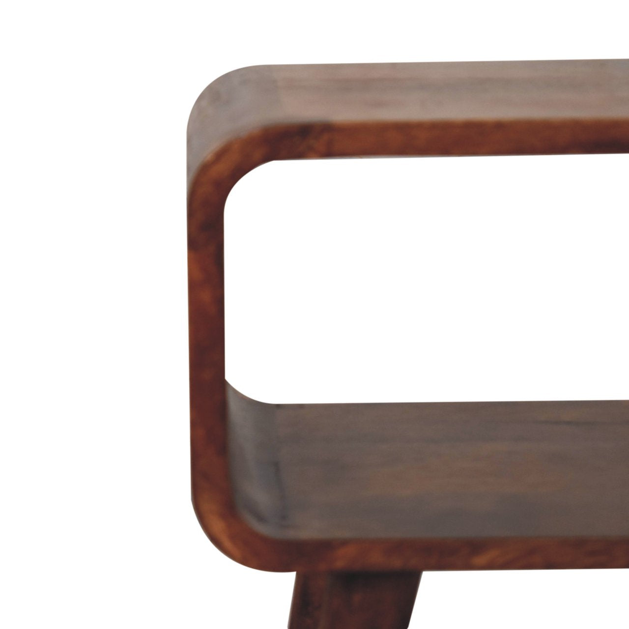 Solid Wood Mini Honey Caramel Curved Open Nightstand