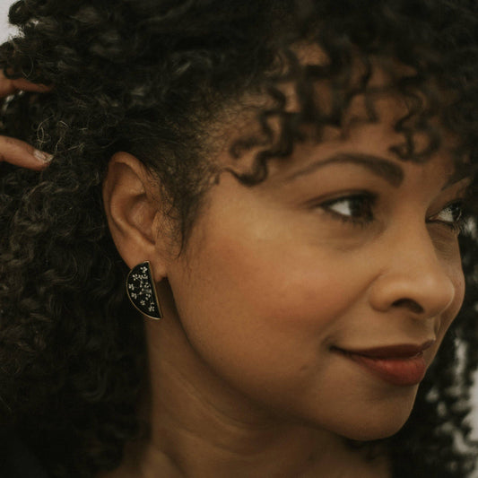 Black Earrings | Queen Anne’s Lace | Split Studs