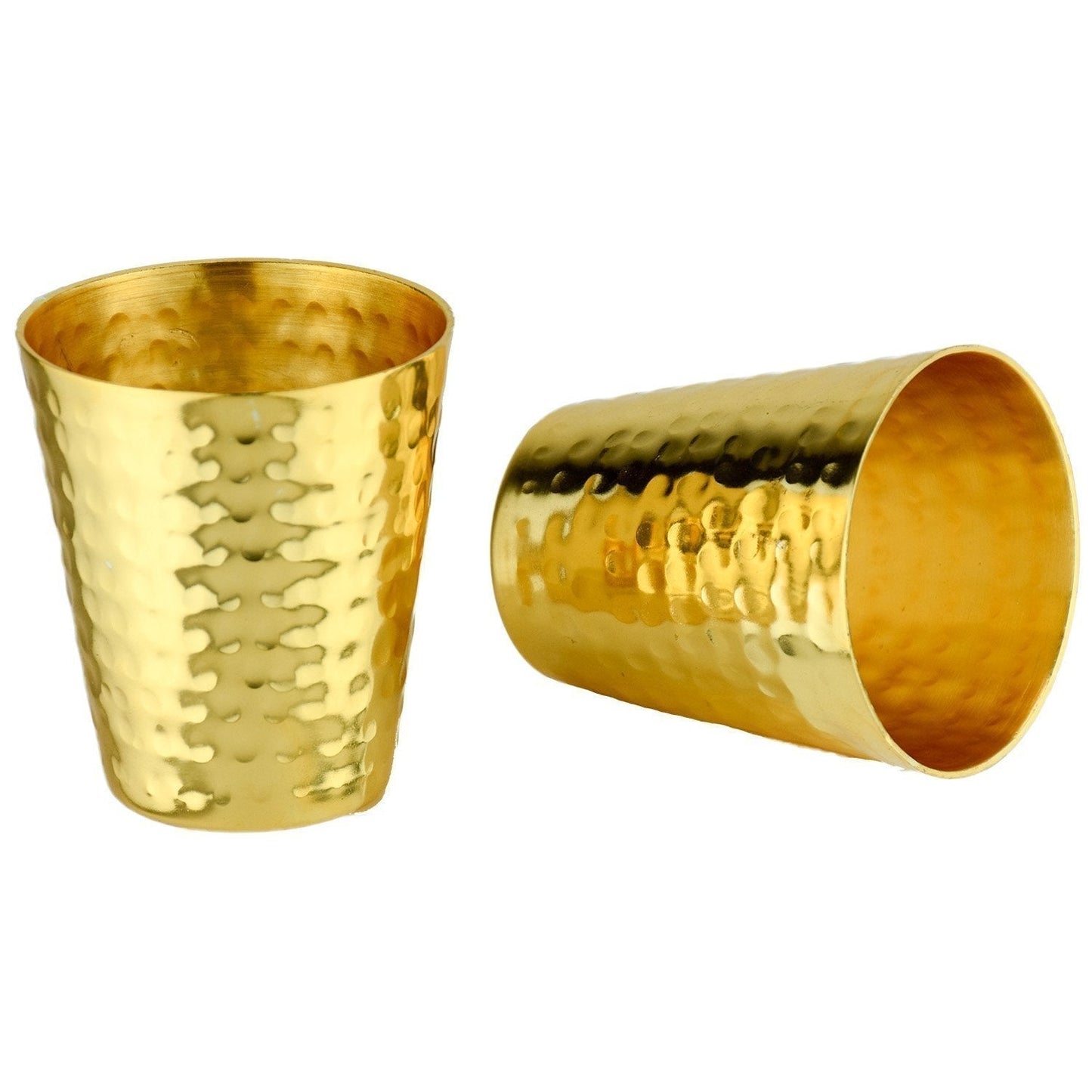 S/2 Hammered Copper Shot Glasses w/ 24K Gold-Plate