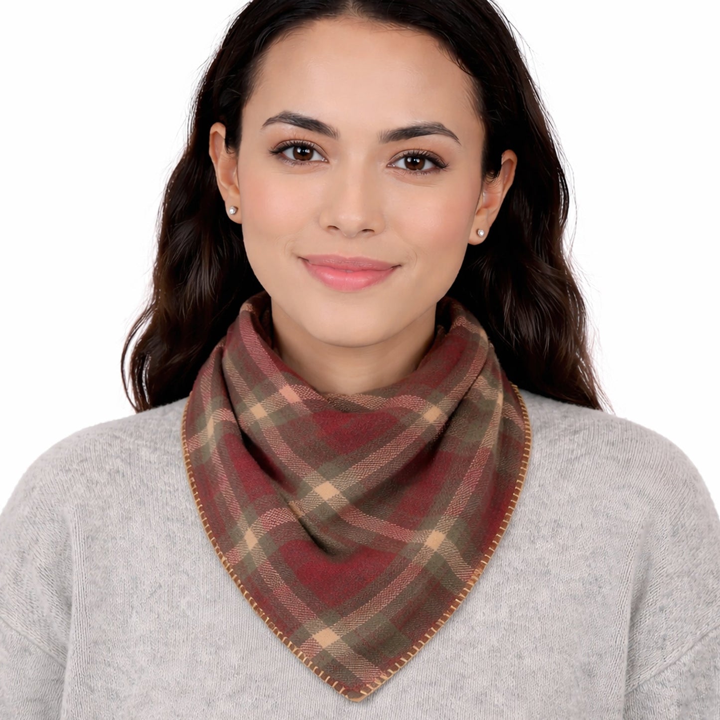 Cabin core Plaid Bandana -  Dark Olive