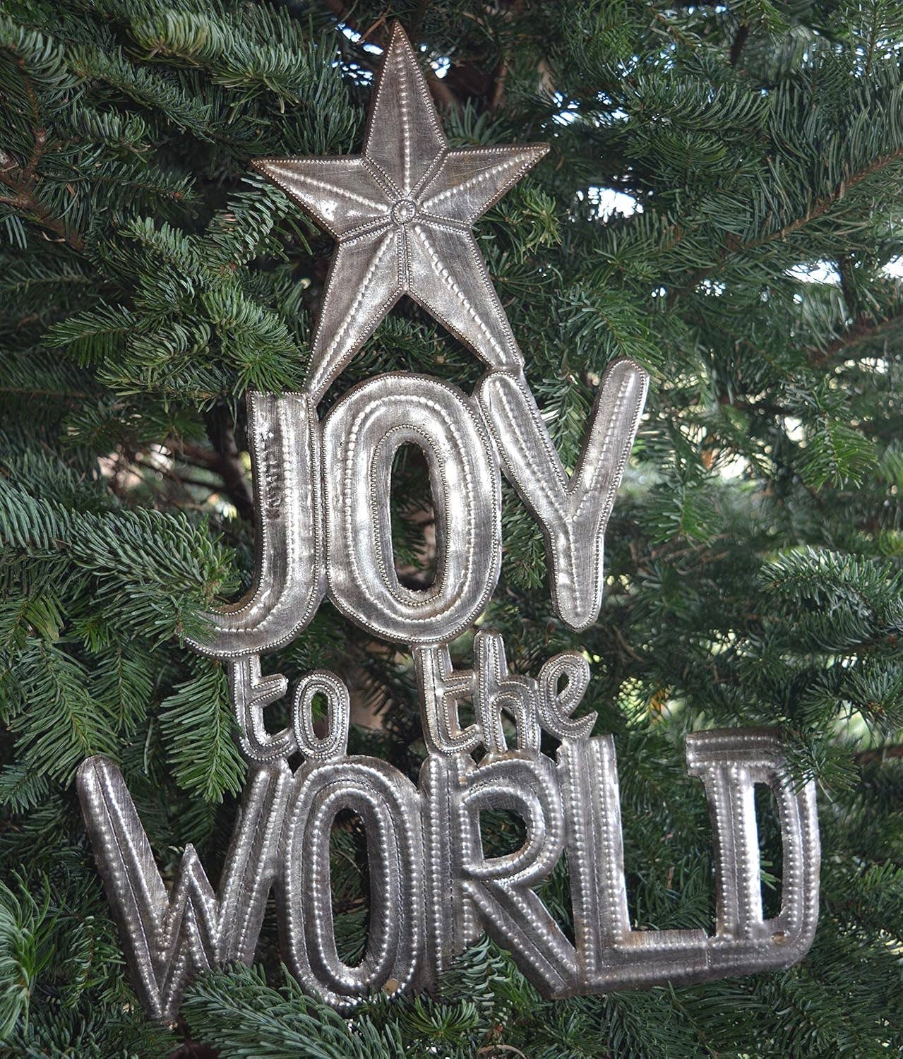 Joy to the World Haitian Metal Art, Handmade Upcycled