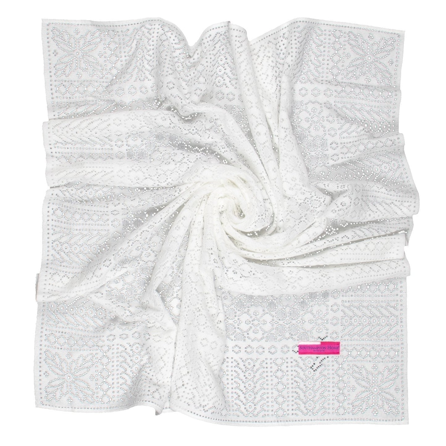Southampton Home Lace Weave Baby Shawl ~ White ~