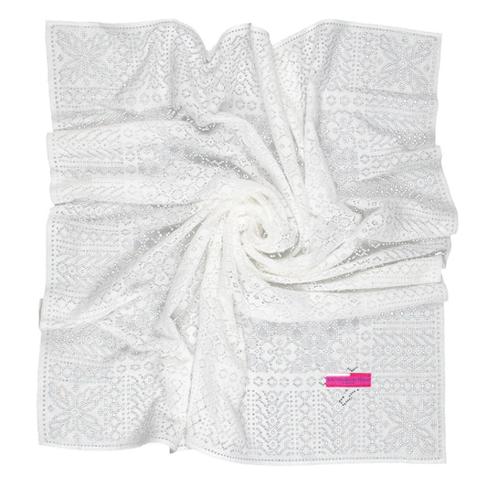 Southampton Home Lace Weave Baby Shawl ~ White ~