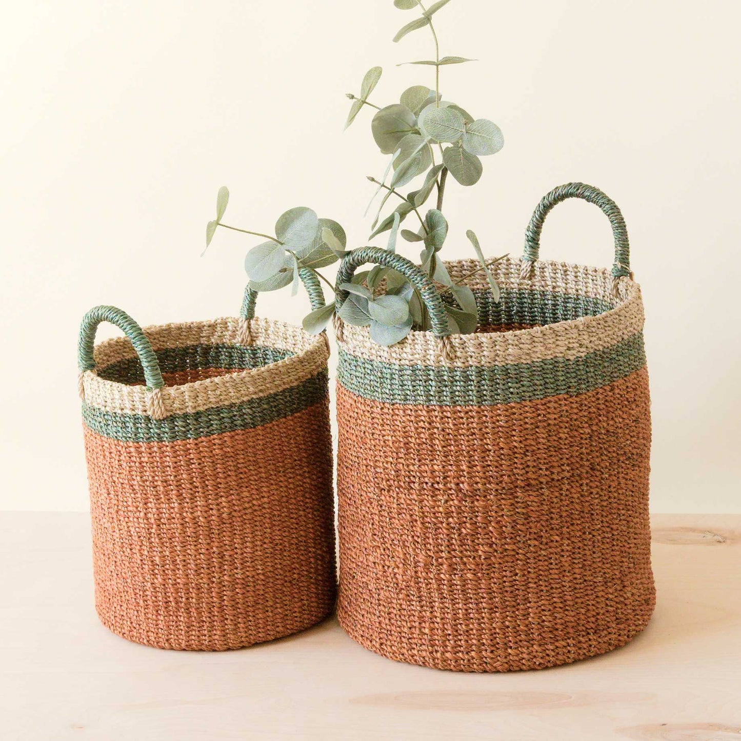 S/2 Coral Baskets with Handle