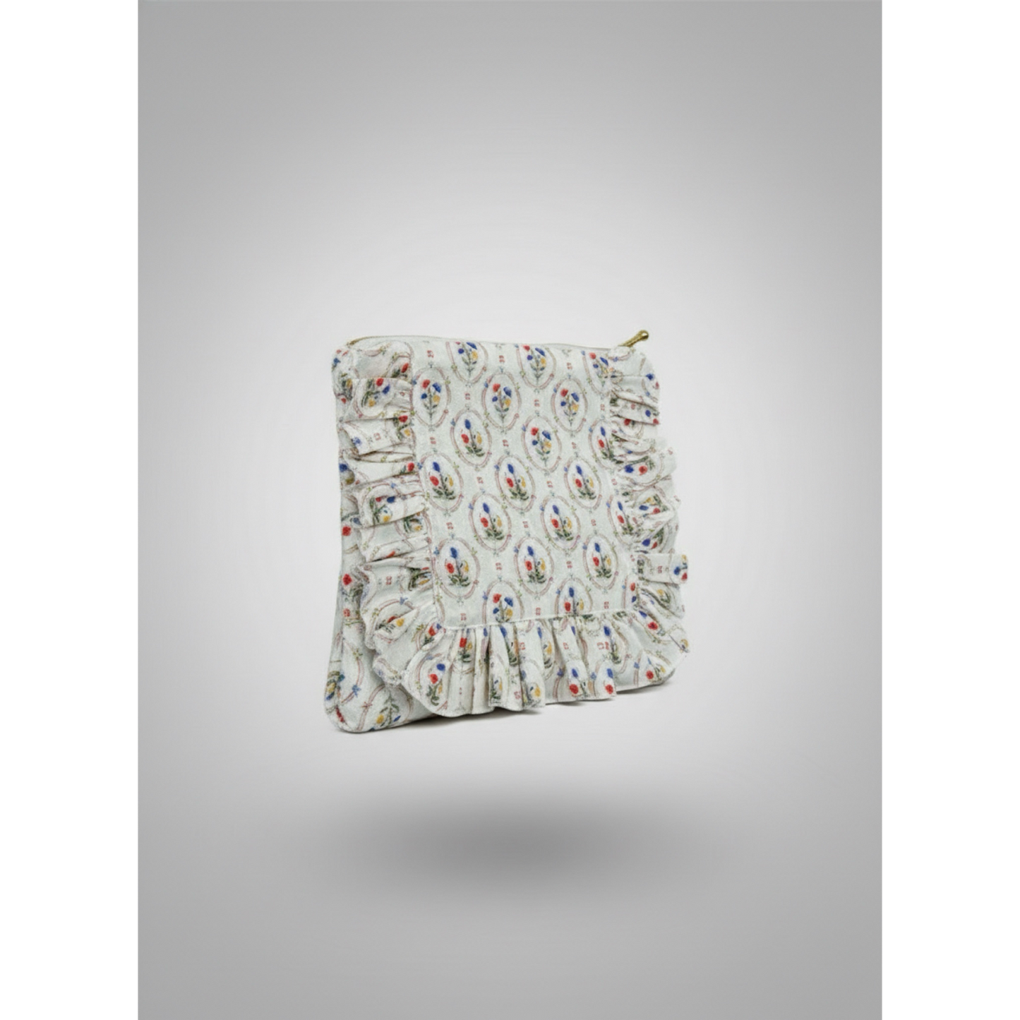 Victorian Garden |Timeless Floral Ruffle Zipper Pouch