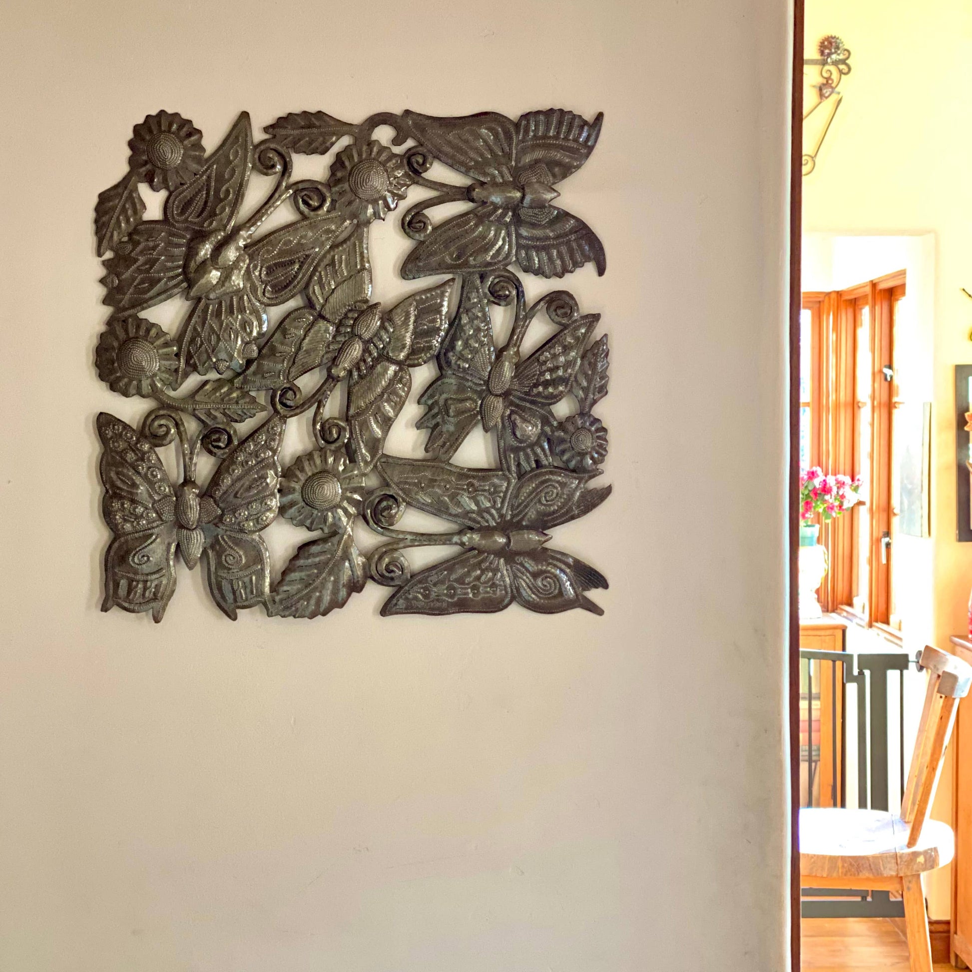 Butterfly, Spring, Metal Wall Art, Haitian Art, 17.25"