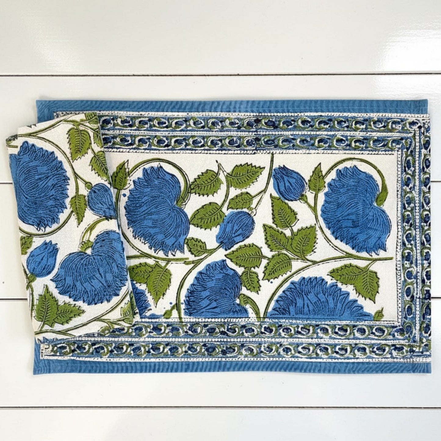 S/4 Hand Block Print Placemat & Napkin