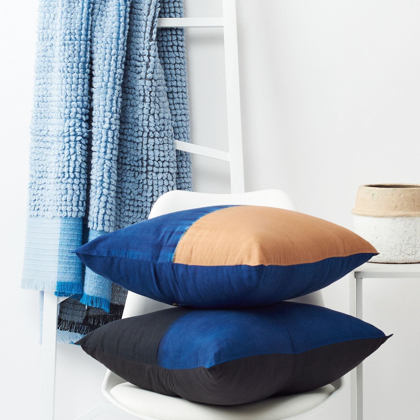 Aakar Mor Color Block Mulberry Silk Pillow