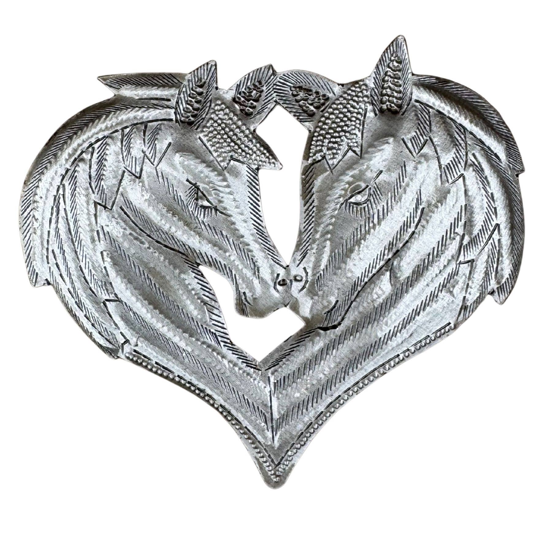 Fair Trade Handmade Haitian Metal Horse Head Heart Ornament