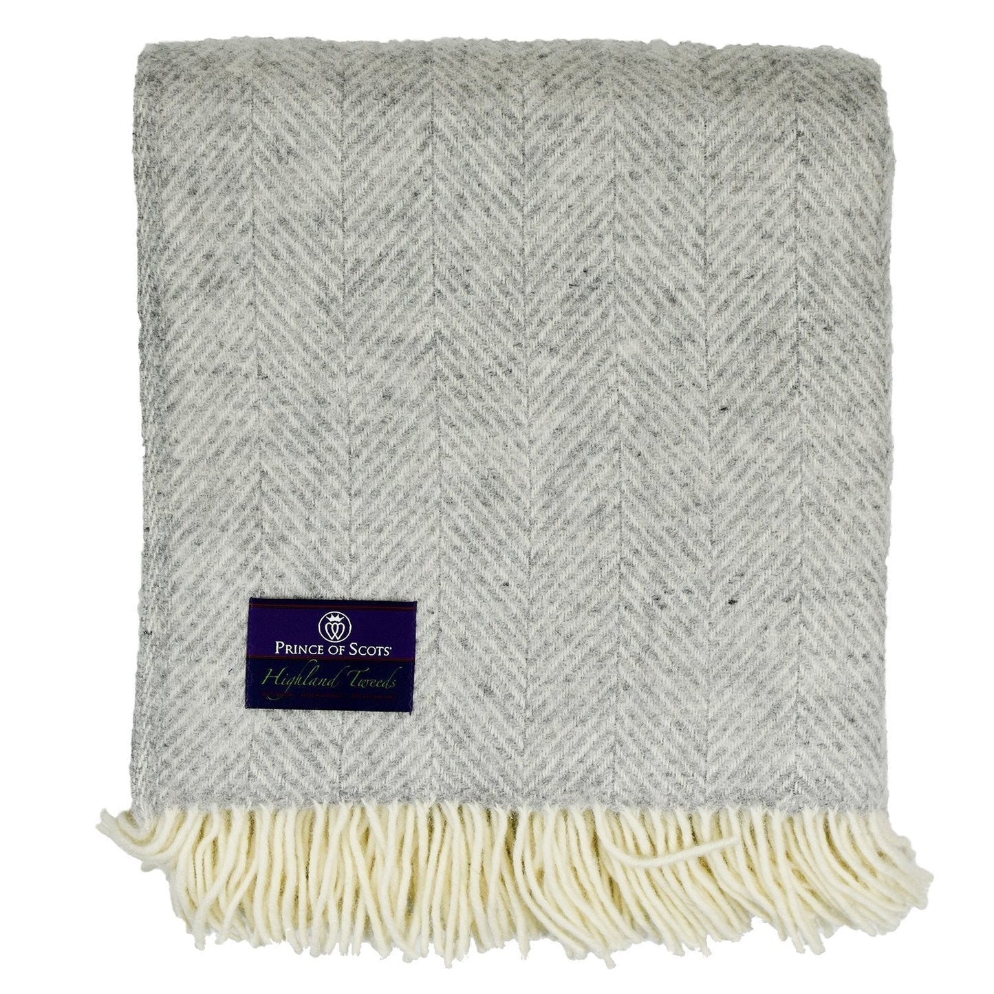 Highland Tweeds Herringbone  Pure New Wool Throw - Silver