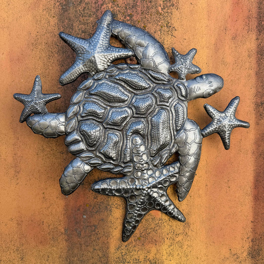 Haitian Sea Turtle & Starfish Metal Wall Art Fair Trade