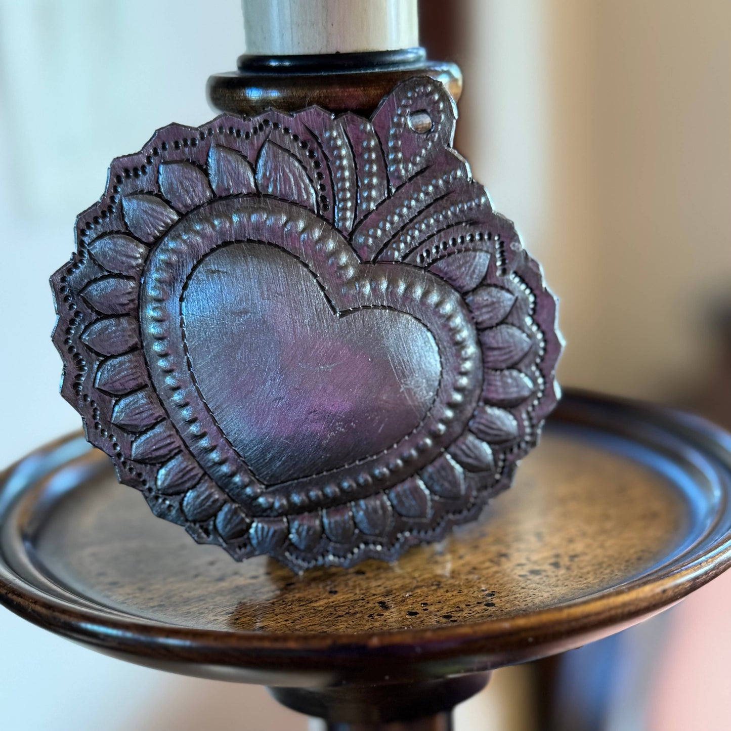 Sacred Heart, Wall Decor,Handmade Metal Haiti 3.5"x3.5"
