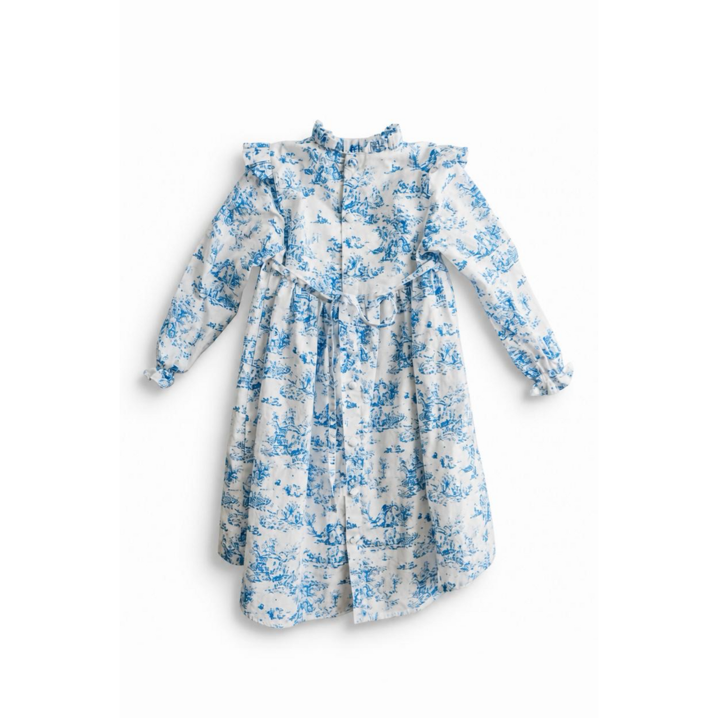 Aoki Dress-Blue Toile | Long Sleeve