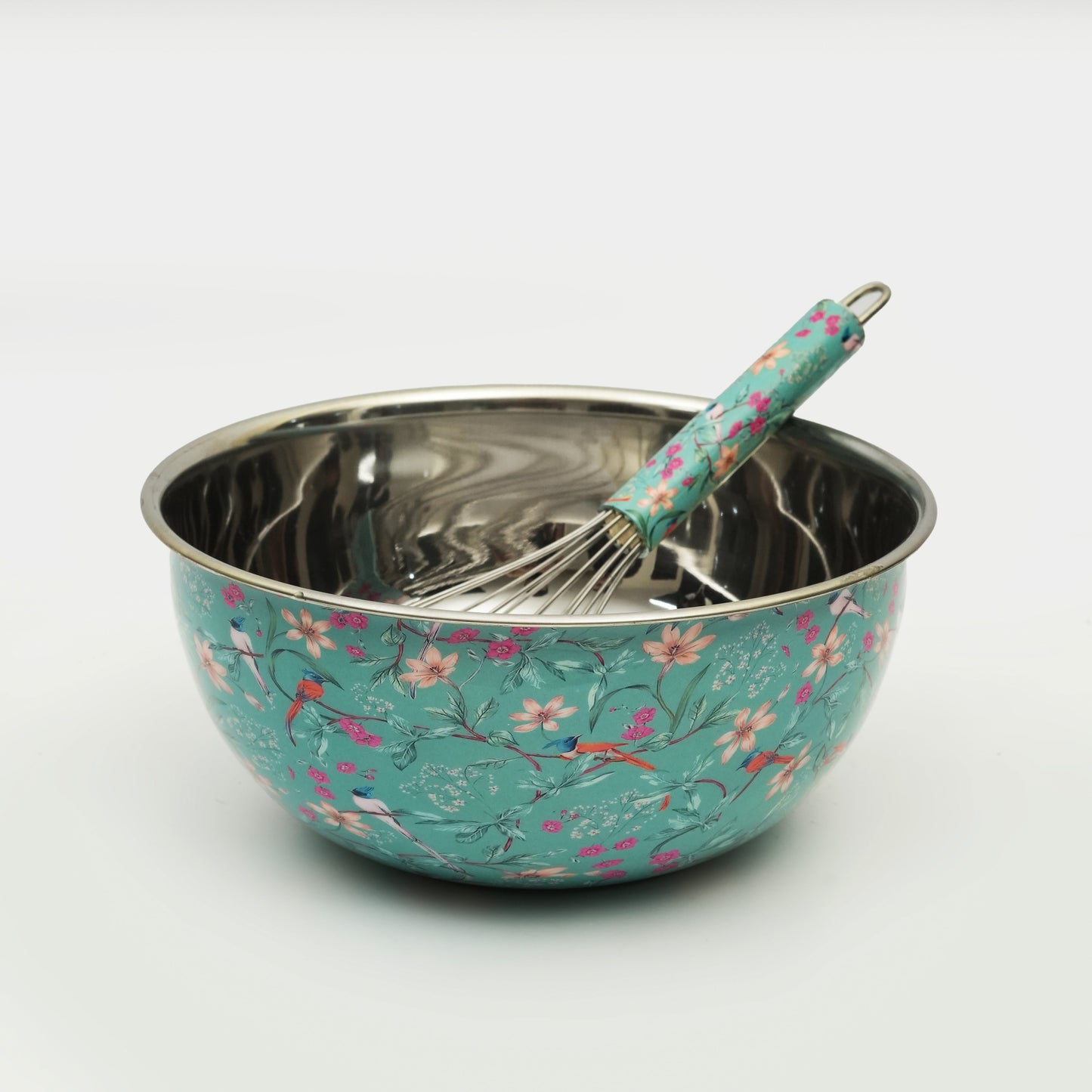 Aqua Bloom Bowl & Whisk Stainless Steel Mixing Set