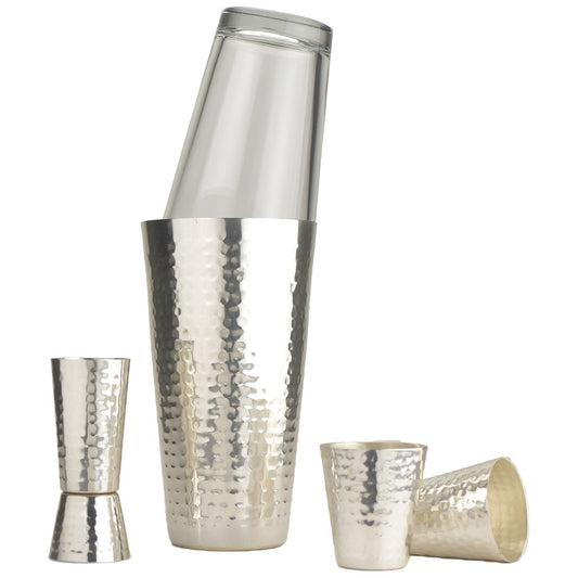 Prince of Scots Hammered Boston Style Shaker Set ~ Silver Plate