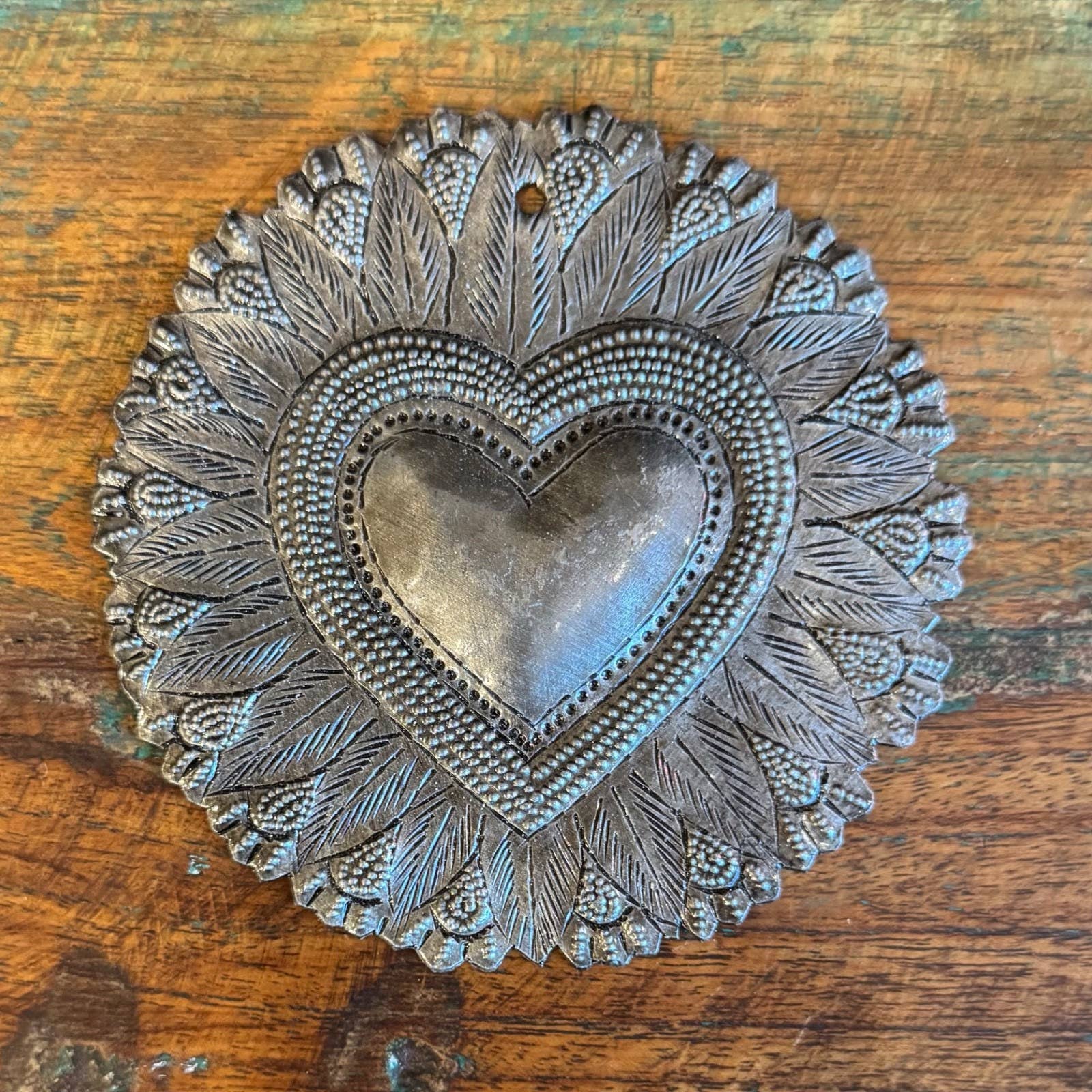 Haitian Metal Heart Wall Art | Fair Trade | Handmade 4"x4"