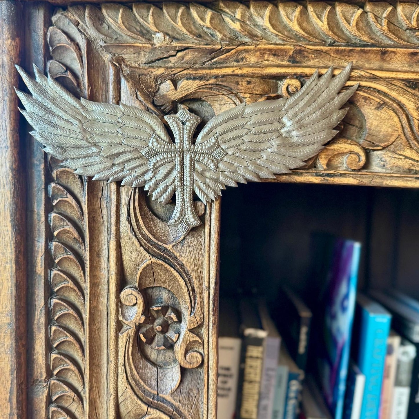 Haitian Metal Art Cross with Wings Brutus Wiseton Steel 5" X 10"