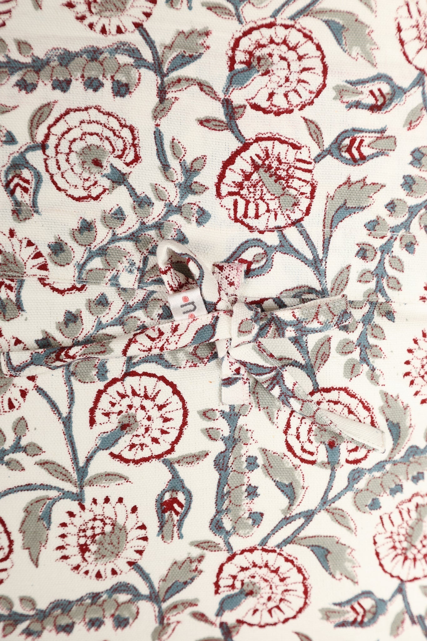 Crimson Bloom Block Print Pillow