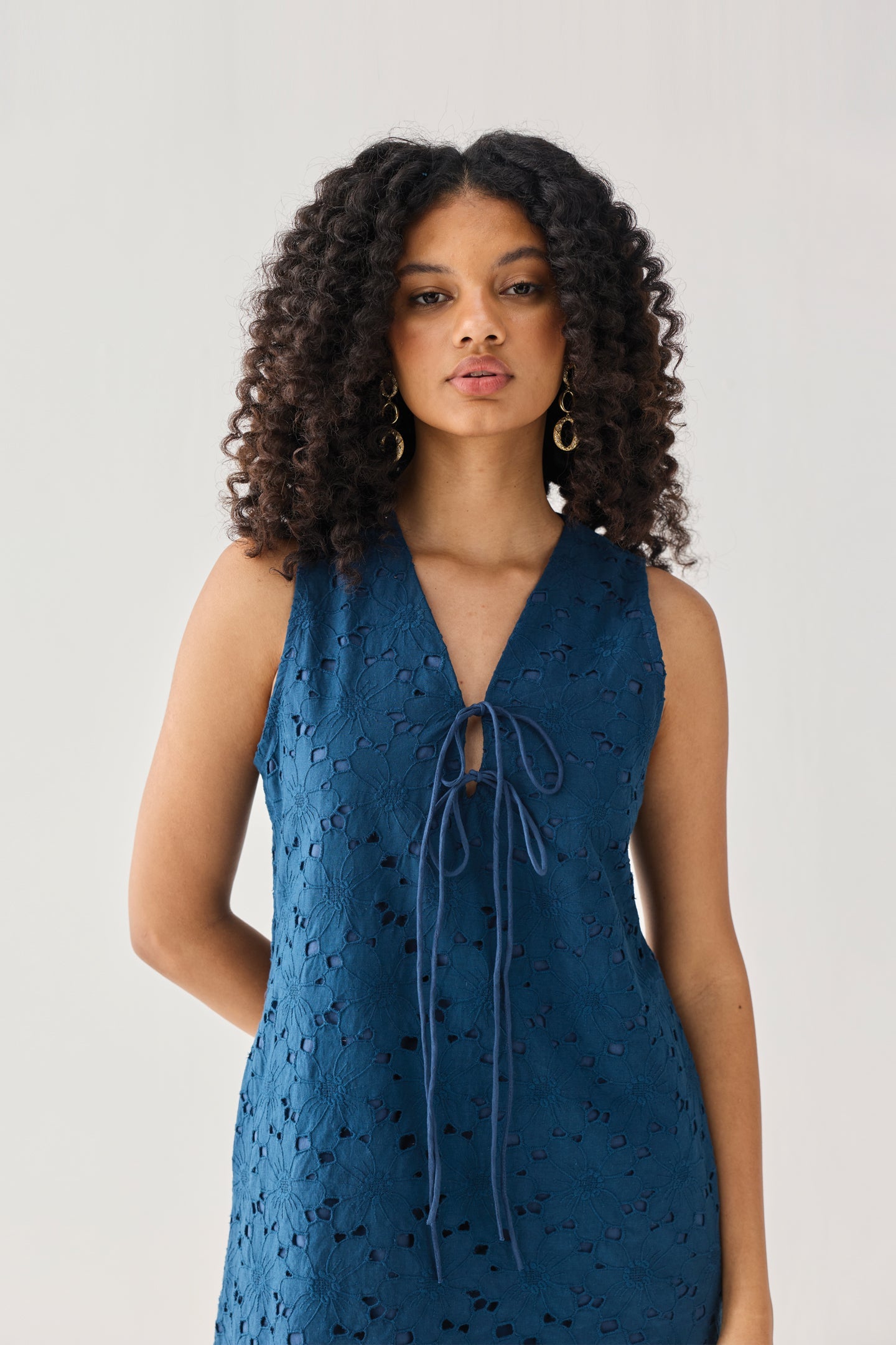 Sleeveless Knee-Length Dress in Blue