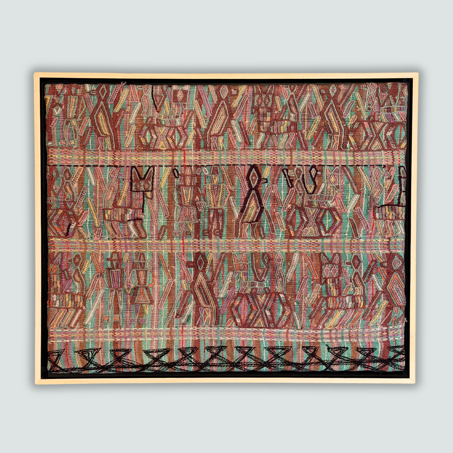 Stretched and Framed Handwoven Textile (Natural Wood Frame)