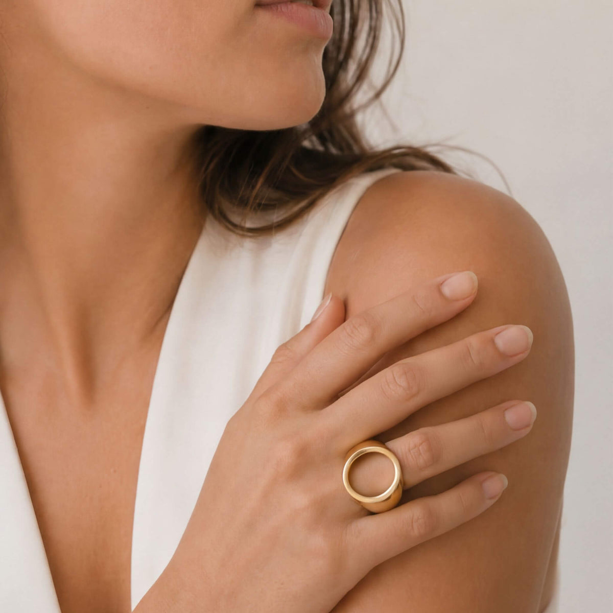 Unique Hollow Signet Ring | Kasa Statement Brass Jewelry