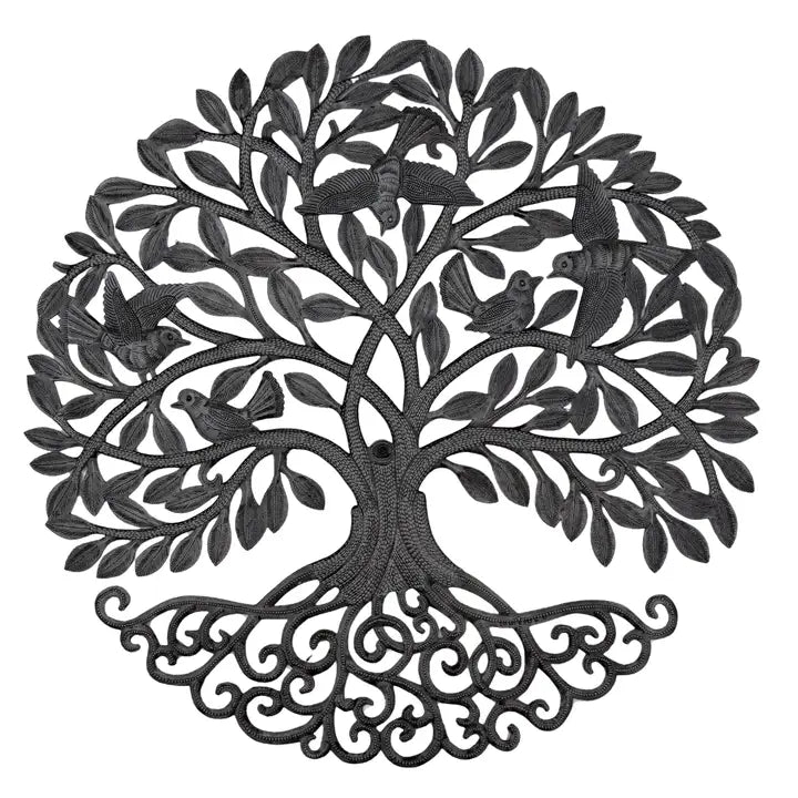 Haitian Metal Tree of Life Birds Wall Art 23 Hand Chiseled 