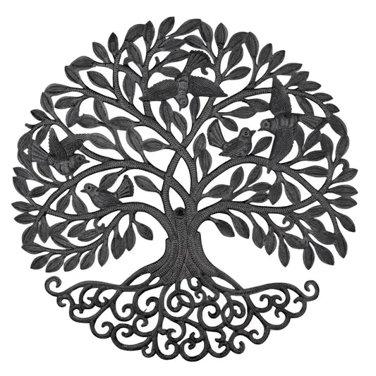 Haitian Metal Tree of Life Birds Wall Art 23 Hand Chiseled 
