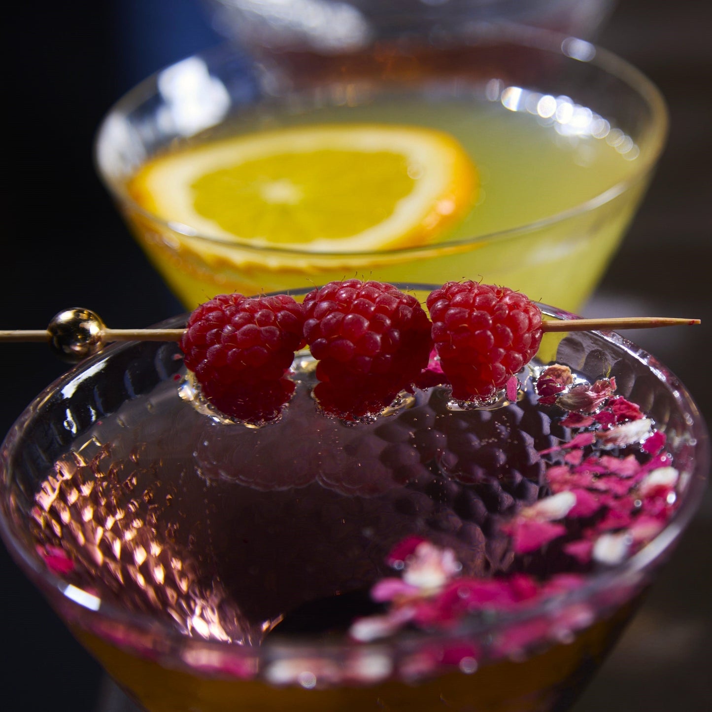 Clear Hammered Cocktail Martini Glasses
