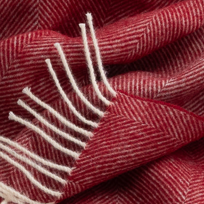 Southampton Home Shetland Lambswool Herringbone Throw - Cherry