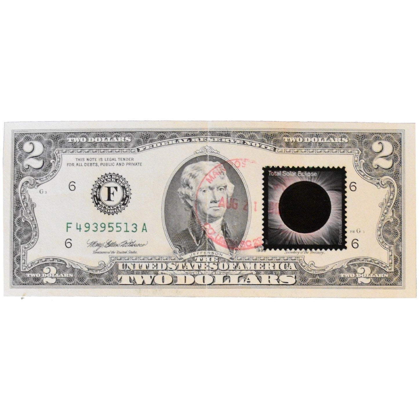 Eclipse of Century Commemorative $2 Dollar Bill