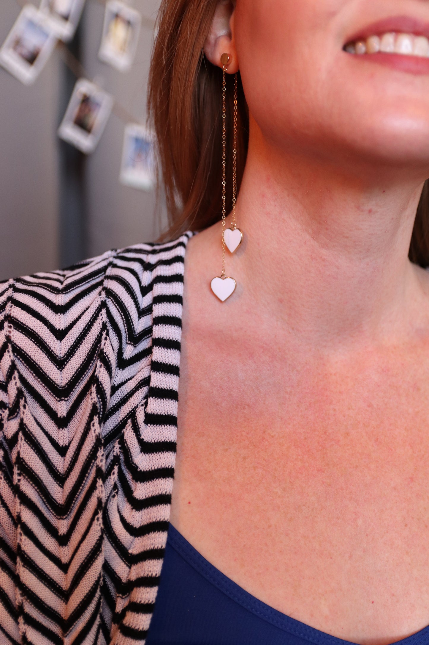 Single Hearted Girl White Heart Earrings | Gold Filled