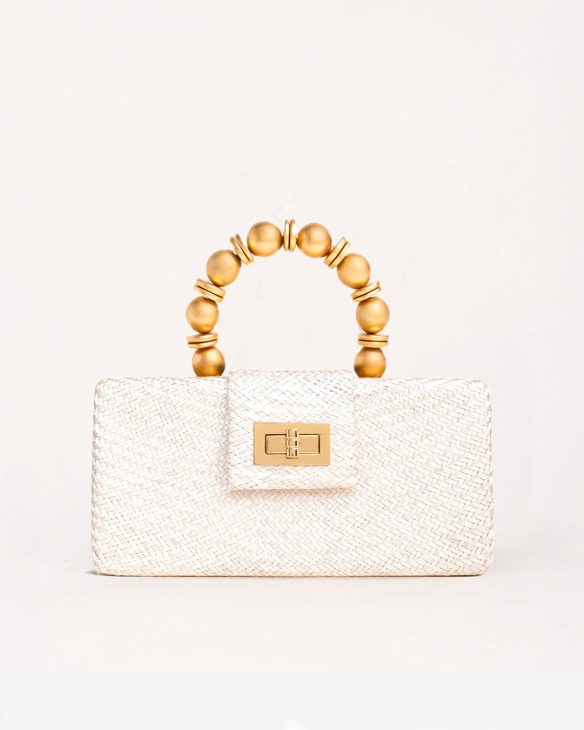 THE SERENA Cream Woven Straw Clutch Bag