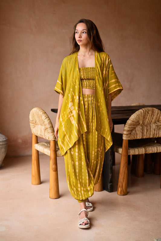 Angela Short Kimono Duster in Lemongrass