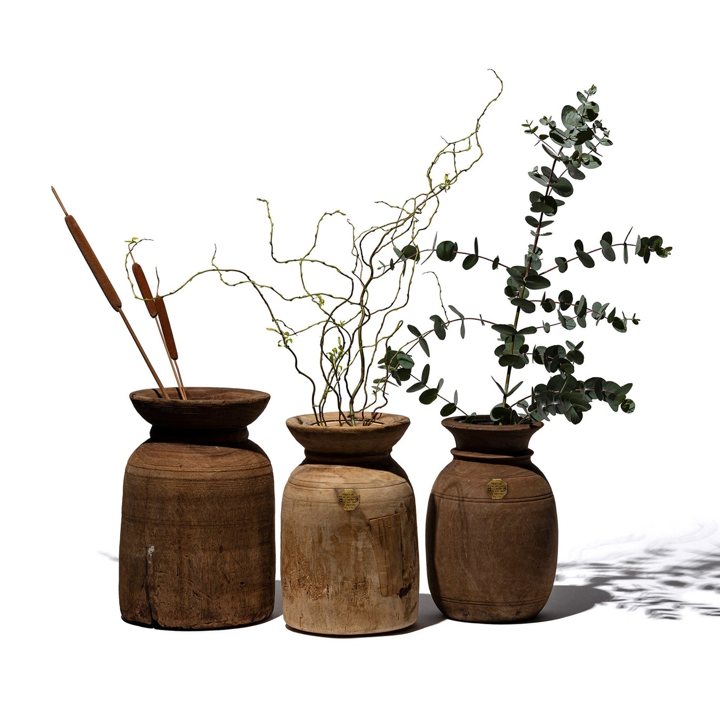 Vintage Wooden Pot with Glass Cylinder